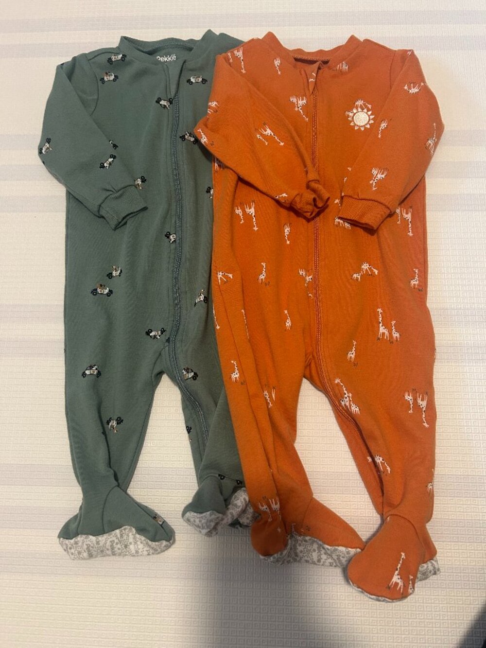 Set of Two Pekkle Footies with grips on bottom of feet